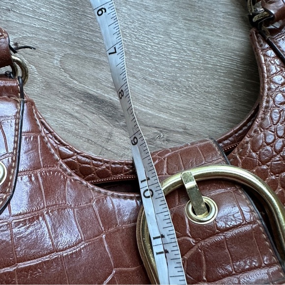 Y2k brown faux leather crocodile style shoulder bag - Picture 11 of 11